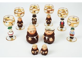 Six (6) Goebel Figural Hoch Wine Glasses
