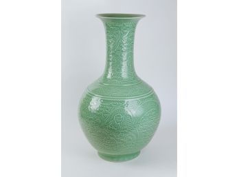 Monumental 20th Century Celadon Floor Vase