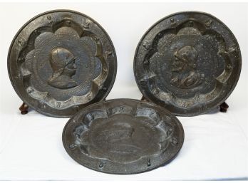 Three (3) Antique Medieval Lead Wall Plaques