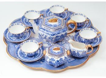 16pc Copeland Spode Blue Transfer Tea Set For Tiffany & Co New York