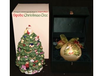 Large Natalie Sarabella Boxed Christmas Ornament & Spode Cookie Jar