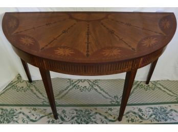 Wellington Hall Reproduction Inlaid Demi Lune Console Table