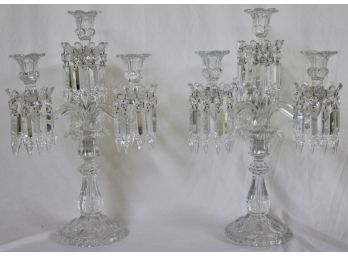 SPECTACULAR Pair Baccarat Crystal Four Light Candleabras