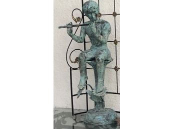 Copper Garden Figure Boy Playing Flute