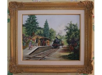 Original Oil Rail Station Painting By Alan King