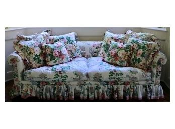 Custom Made Down Filled Floral Upholstered Sofa