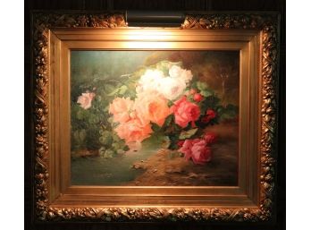Original Oil On Canvas Roses Still Life By Ron Garnier