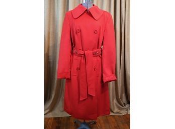 Escada Red Cashmere Belted Coat