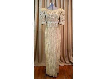 Mary McFadden Gold  Pearl Gown