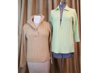 Two Kinross And LAUREN Cashmere Sweaters