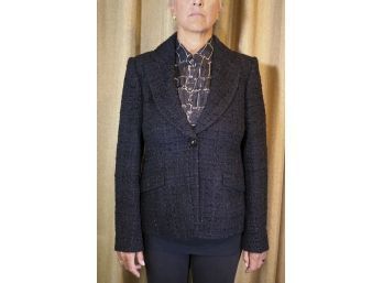 Armani Collezioni Black Wool  Lurex Tweed Jacket  Matching Blouse- Size 12