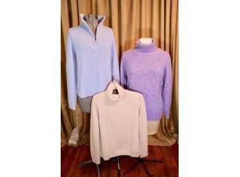 3 Designer Sweaters - Neiman Marcus, Hathaway Platinum & Lauren
