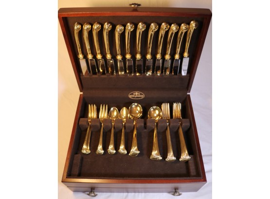 Supreme Cutlery Towle Aristocrat Gold Electroplate Flatware - 56 Pieces