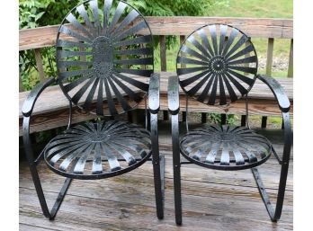 Pair Francois Carre 'Sunburst' Cantilever Chairs