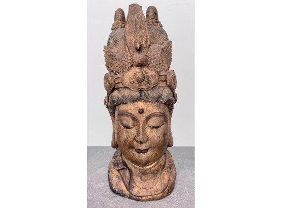 Large Carved Wood GUANYIN BODHISATTVA Sculpture