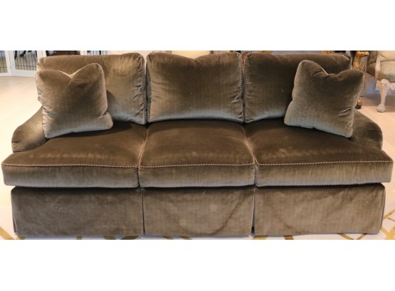 Custon Three Cushion Charcoal Grey Upholstered Sofa From Greenbaum Interiors