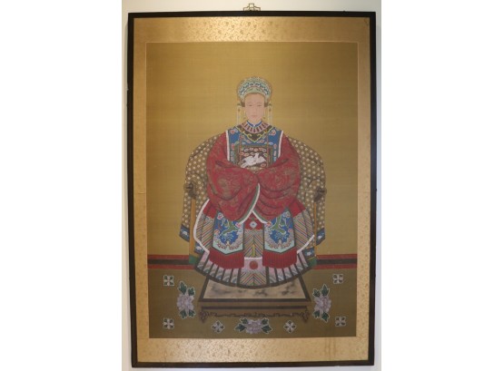 Original Chinese Oil On Silk Of Seated Empress