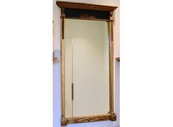 Carvers Guild Empire Style Gilt And Ebonized Wood Mirror With Figural Columns