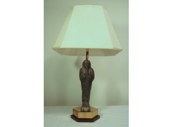Carved Soapstone Egyptian Sacophagus Figure Mounted As Lamp