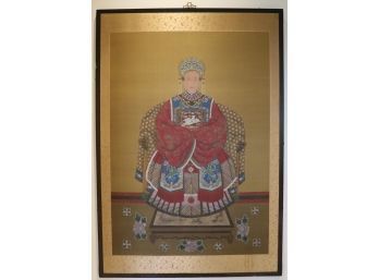 Original Chinese Oil On Silk Of Seated Empress