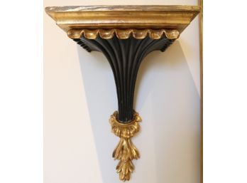 Pair Of Painted Gold And Black Wood Shelf Sconces