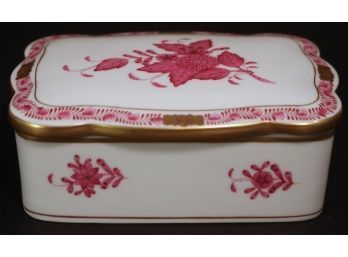 Herend Porcelain Chinese Rust Bouquet Lidded Dresser Box