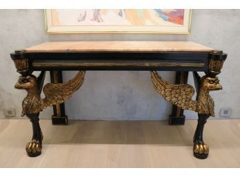 Magnificent French Empire Style Marble Top Eagle Desk Console