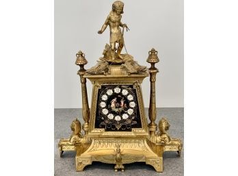 Vintage French Egyptian Revival Gilt Bronze Mantel Clock Circa 1860's