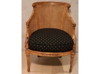 French Empire Style Full Cane Bergere With Swan Head Hand Holds