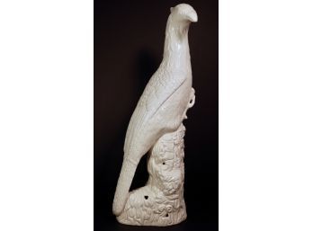 Large White Glazed Porcelain Phoenix Bird, Made In Italy
