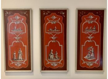 FIVE (5) Large E. 20th C. CHINESE OIL ON CANVAS PAINTINGS