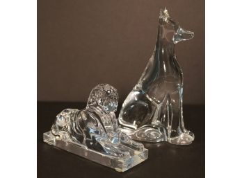 Two Baccarat Crystal Figures Dog & Sphinx