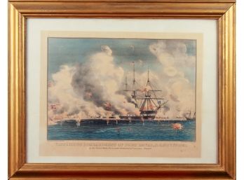 Antique Currier & Ives 'Victorious Bombardment Of Port Royal, SC, Nov 7th 1861' Framed Print