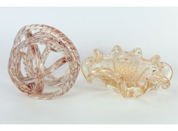 Two Modern Art Glass Decorative Objects