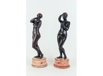 Two Nude Bronze Women Sculptures Attributed To Charles Auguste Fraikin (Belgian, 1817-1893)