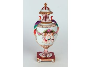 Early 20th Century Capodimonte Hand Painted Porcelain Lidded Urn