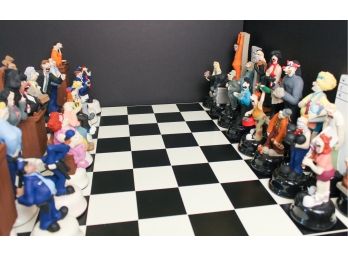 RARE Hand Painted 'Law & Order' Limted Edition Chess Set By Doug Anderson