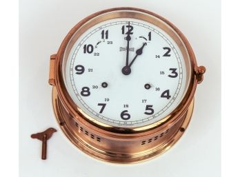 Vintage Brass Stockburger German Ships Clock W/ Key