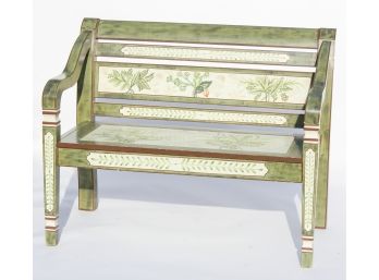Beautiful Painted & Stenciled Wooden Garden Bench