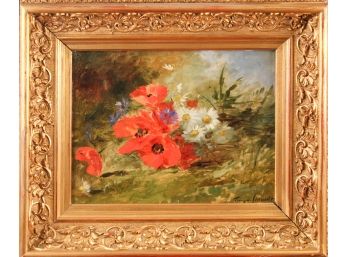 An Original Early 20th Century French Floral Oil On Canvas Painting - Signed