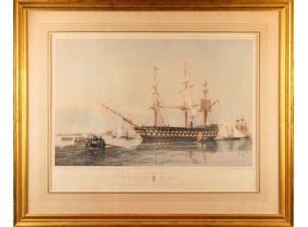 Thomas Goldsworth Dutton Lithograph Of The 'H.M.S. Agamemnon'- 91 Guns War Ship