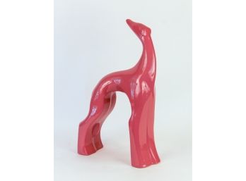 Vintage Heager Large Ceramic Pink Greyhound Dog Statue