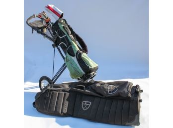 Golf Clubs W/ Bag, Push Cart, Golf Travel Suitcase