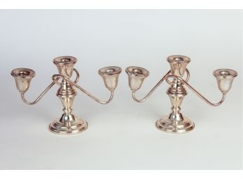 Sterling Silver Three-Light Candlelabrum By Frank W. Whiting & Co- A Pair