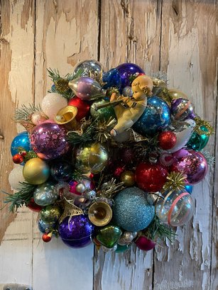 Vintage Christmas Ball Wreath- Smaller Of The Two