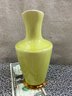 6.5 ' Tall Yellow Green Vase With Gold Trim. More Of A Lime Green
