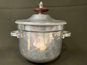 1950s Aluminum/Glass Liner Ice Bucket With Wood Knob See Description