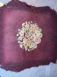 Wine Colored Floral Needlepoint Cover