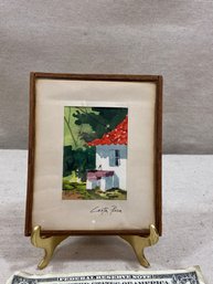 4.5' X 5.25' Original Watercolor Signed - Costa Rica - Amazing Little Work Of Art. Rustic Frame.
