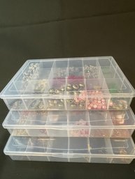 3 11'x7' Storage Boxes With Beads And Findings